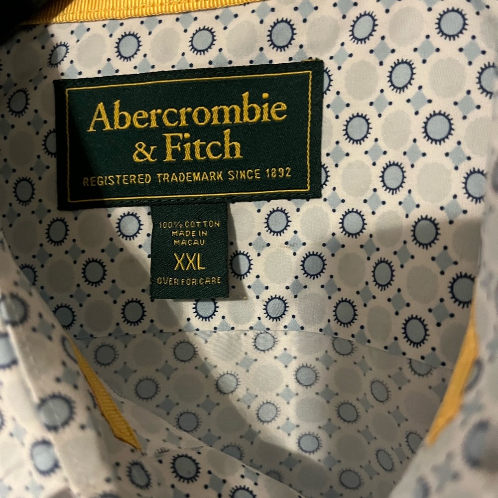 Abercrombie And Fitch Xxl Men’s Long Sleeve Button-Down Geometric Blue And White